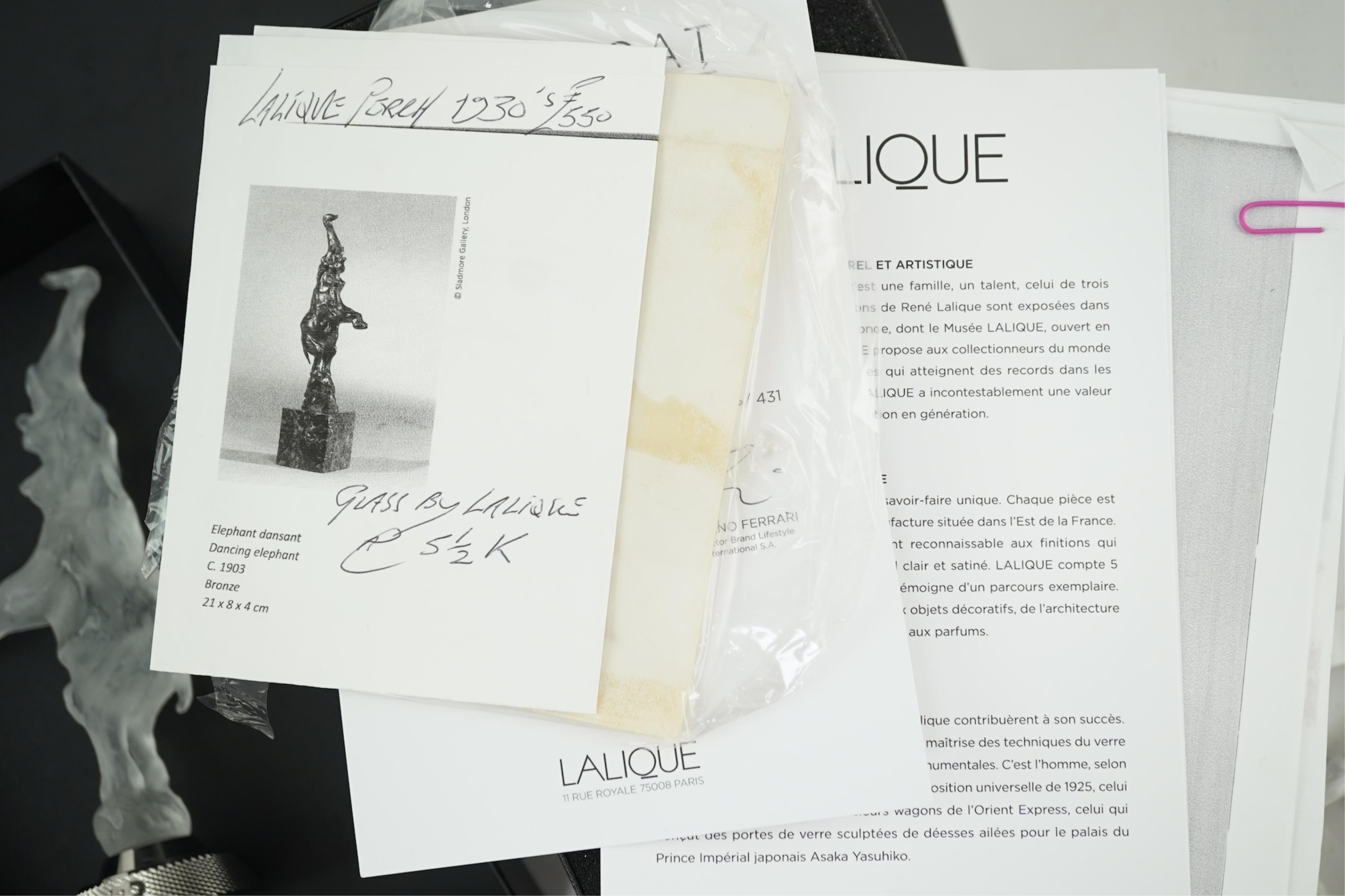 Lalique for Bugatti: An 'Éléphant' Debout Dansat (Standing Elephant Dancing)' mascot